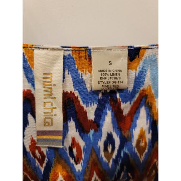 Mimi Chica Linen Romper in Retro Chevron - Picture 6 of 8